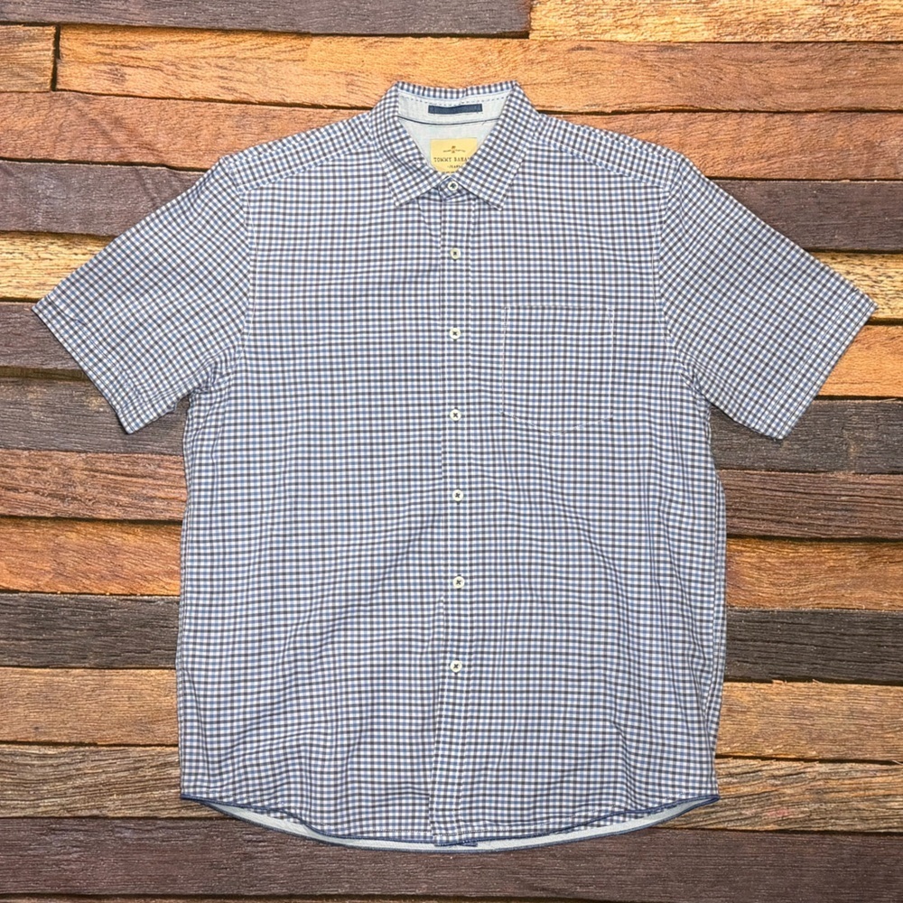 Tommy Bahama Plaid Short Sleeve Summer Beach Travel Vacation Shirt
